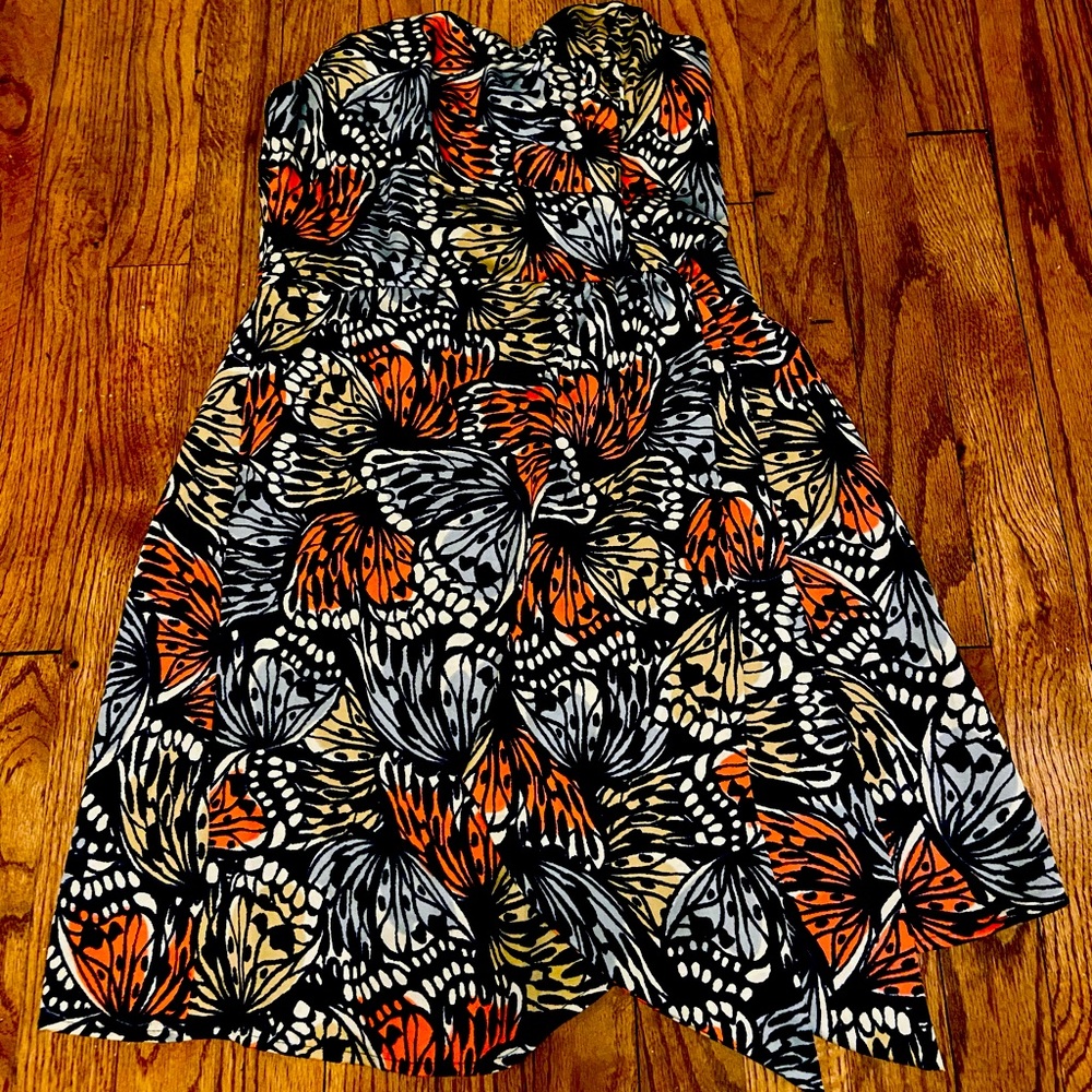 Strapless satin butterfly dress
